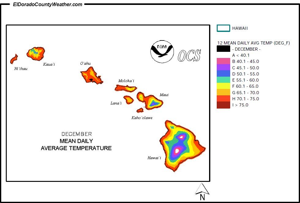Hawaii December Annual Mean Daily Average Temperature